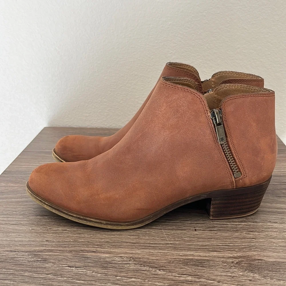 Lucky Brand Booties Brown Leather Burklee Size 8 - Picture 2 of 10